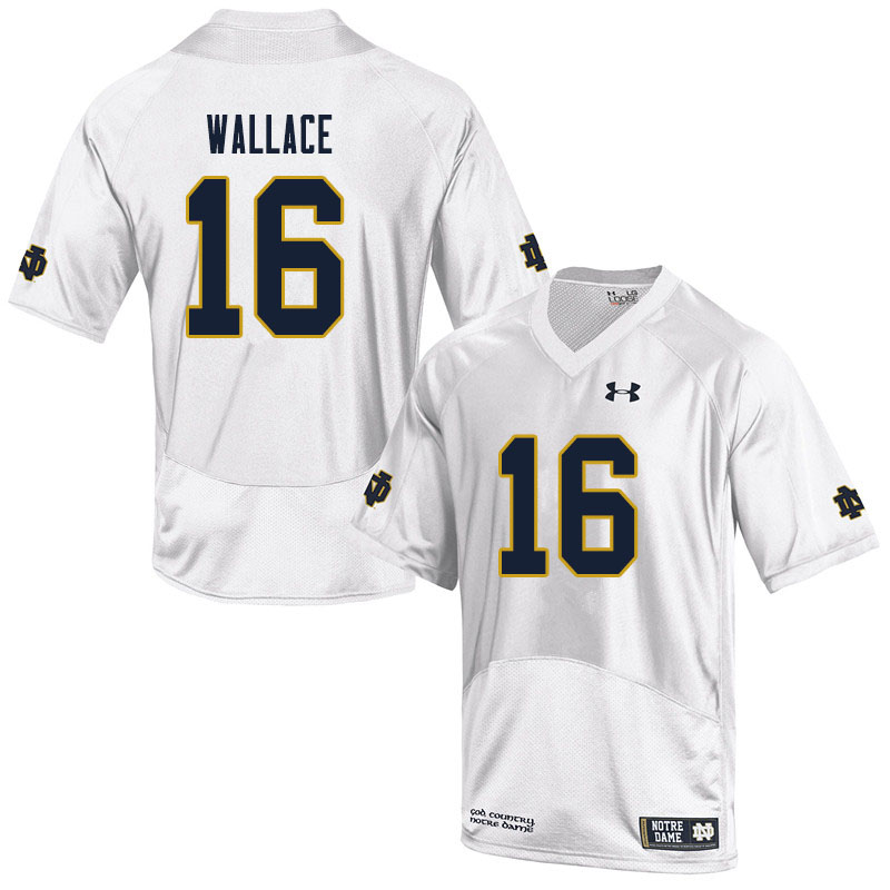 Men #16 KJ Wallace Notre Dame Fighting Irish College Football Jerseys Sale-White
